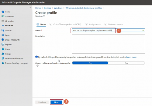 Create Deployment Profile 3